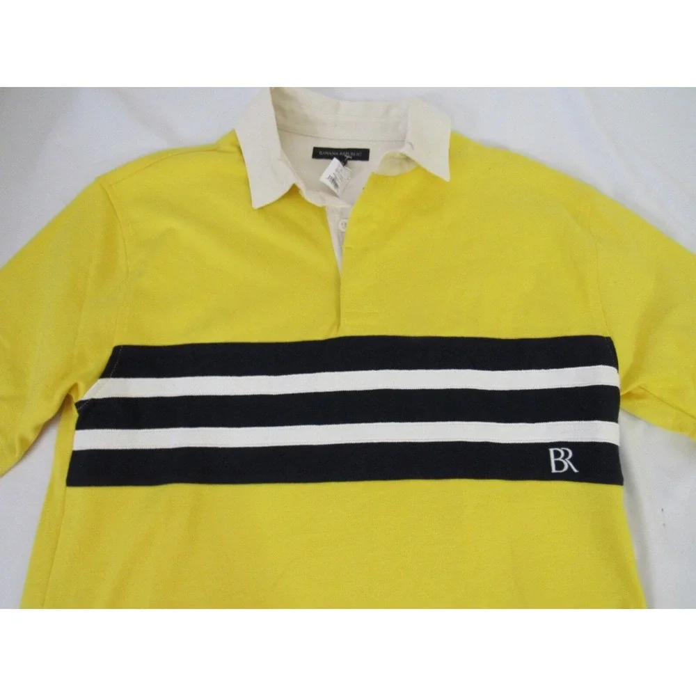 Banana Republic Monogram Yellow Polo Collar Shirt Size‎ S